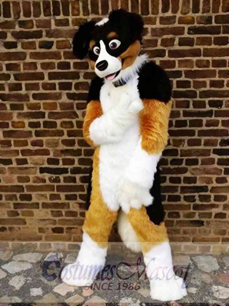 High Quality Brown Black and White Dog Mascot Costume  