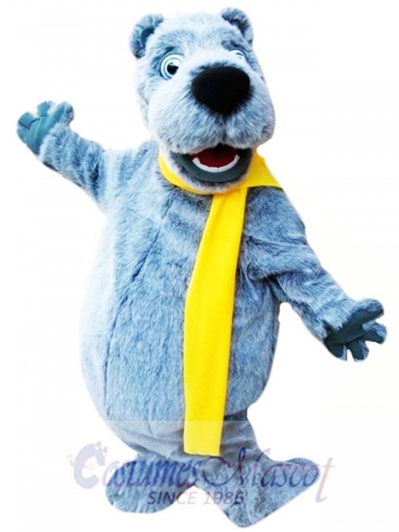 Happy Grey Bear Mascot Costume