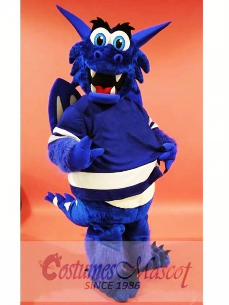 Blue Happy Dragon Mascot Costume