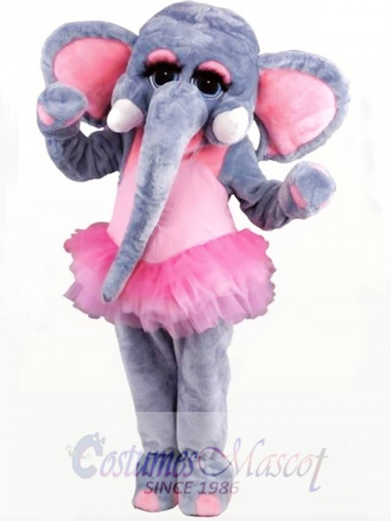Pink and Gray Female Elephant Mascot Costume  