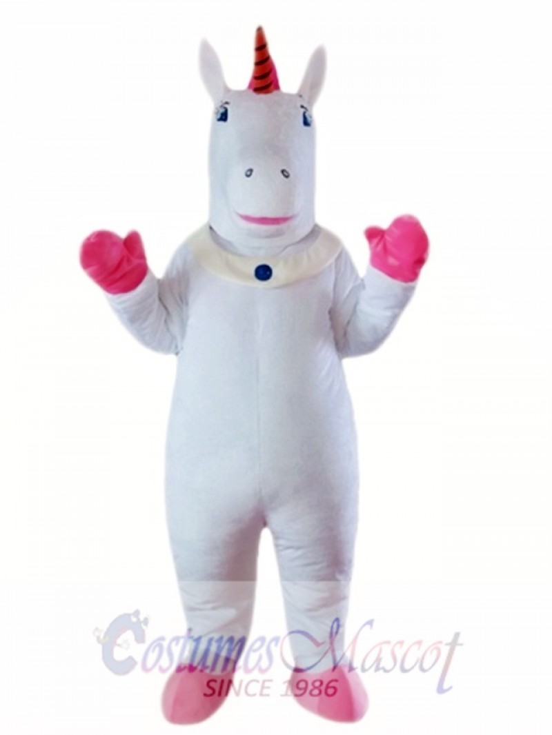 White Unicorn Mascot Costume