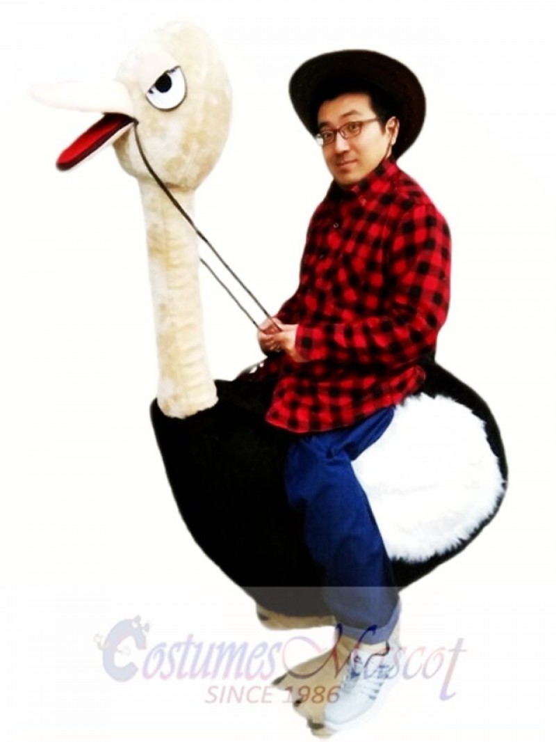 Riding an Ostrich Man Mascot Costume  