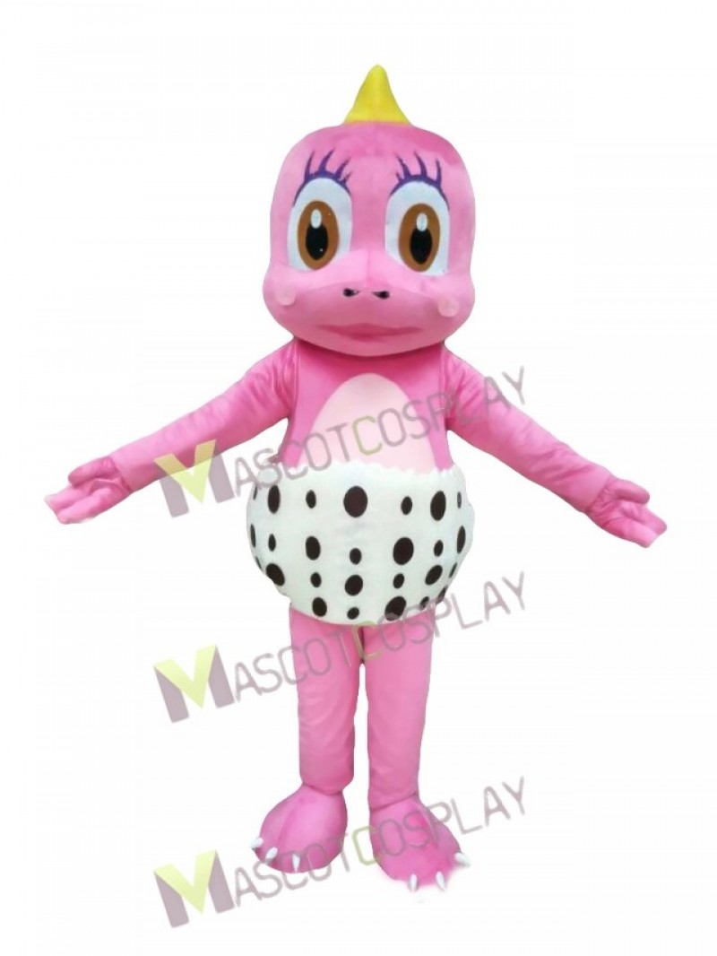 Pink Little Dinosaur Mascot Costume Pink Funny Dinosaur in Egg