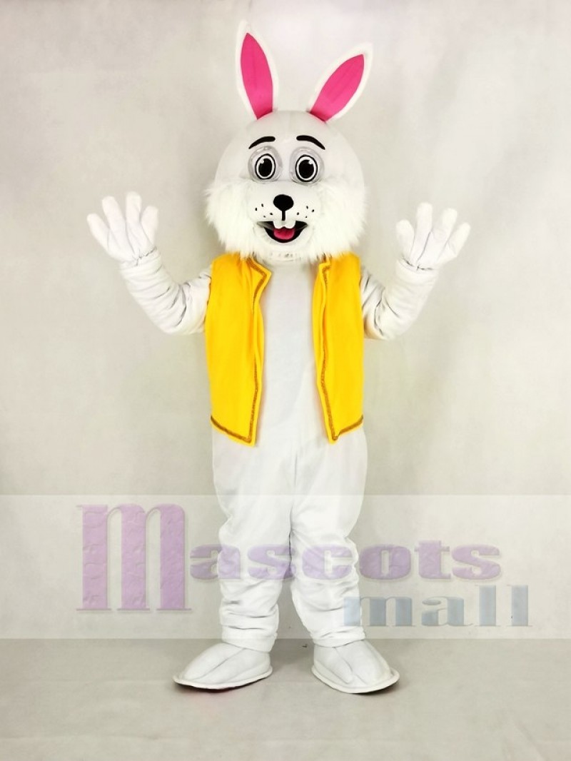 Easter Bunny Rabbit with Yellow Vest Mascot Costume Animal