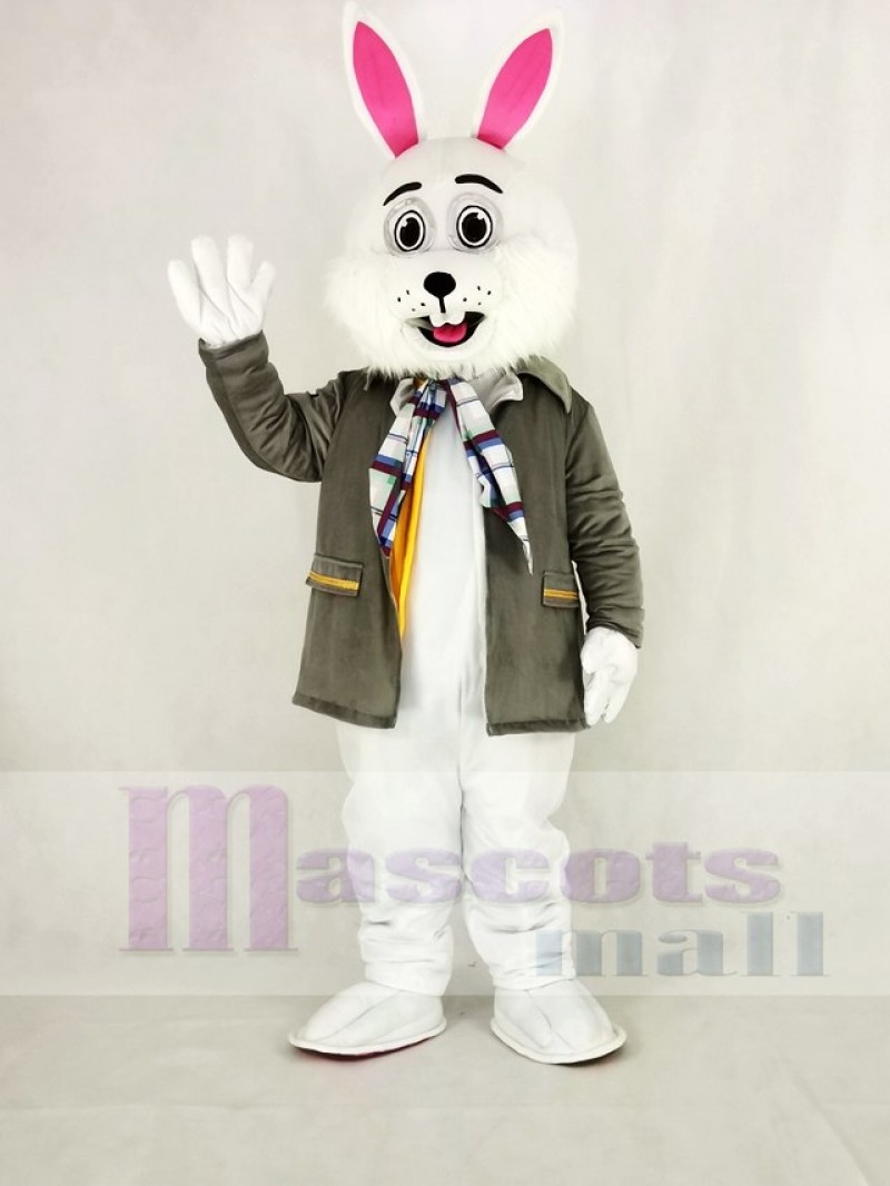 Easter Bunny Rabbit with Grey Coat Mascot Costume Animal