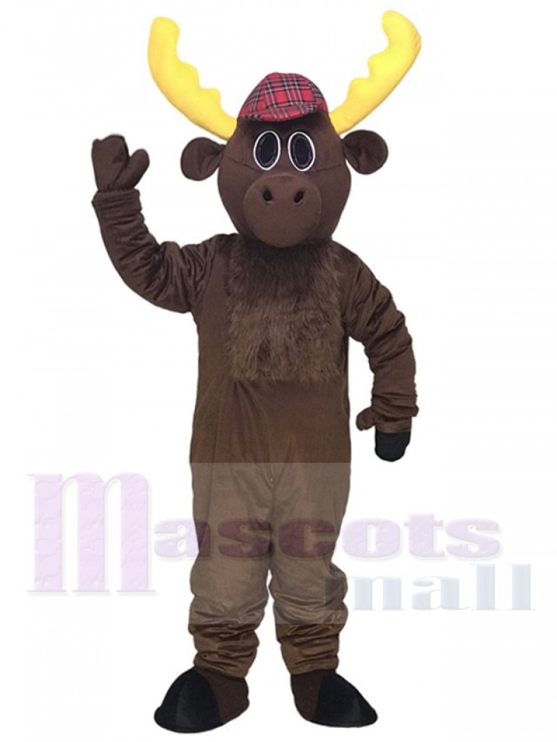 Dark Brown Hunter Moose with Hat Mascot Costumes