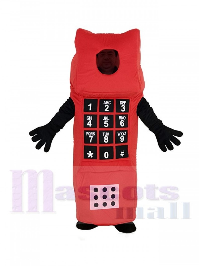 Red Open Face Cell Phone Mascot Costume Cartoon