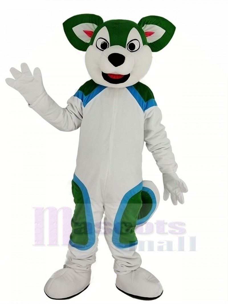Green and White Husky Dog Fursuit Mascot Costume Animal