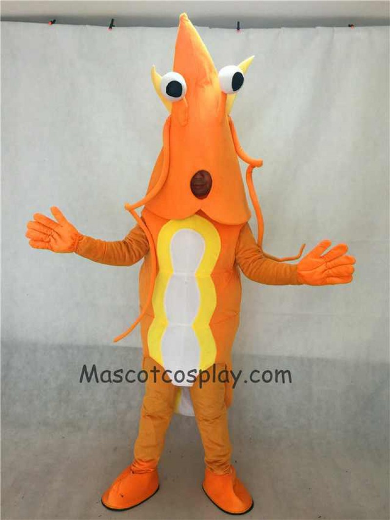 Hot Sale Adorable Realistic New Orange Shrimp Mascot Character Costume Fancy Dress Outfit