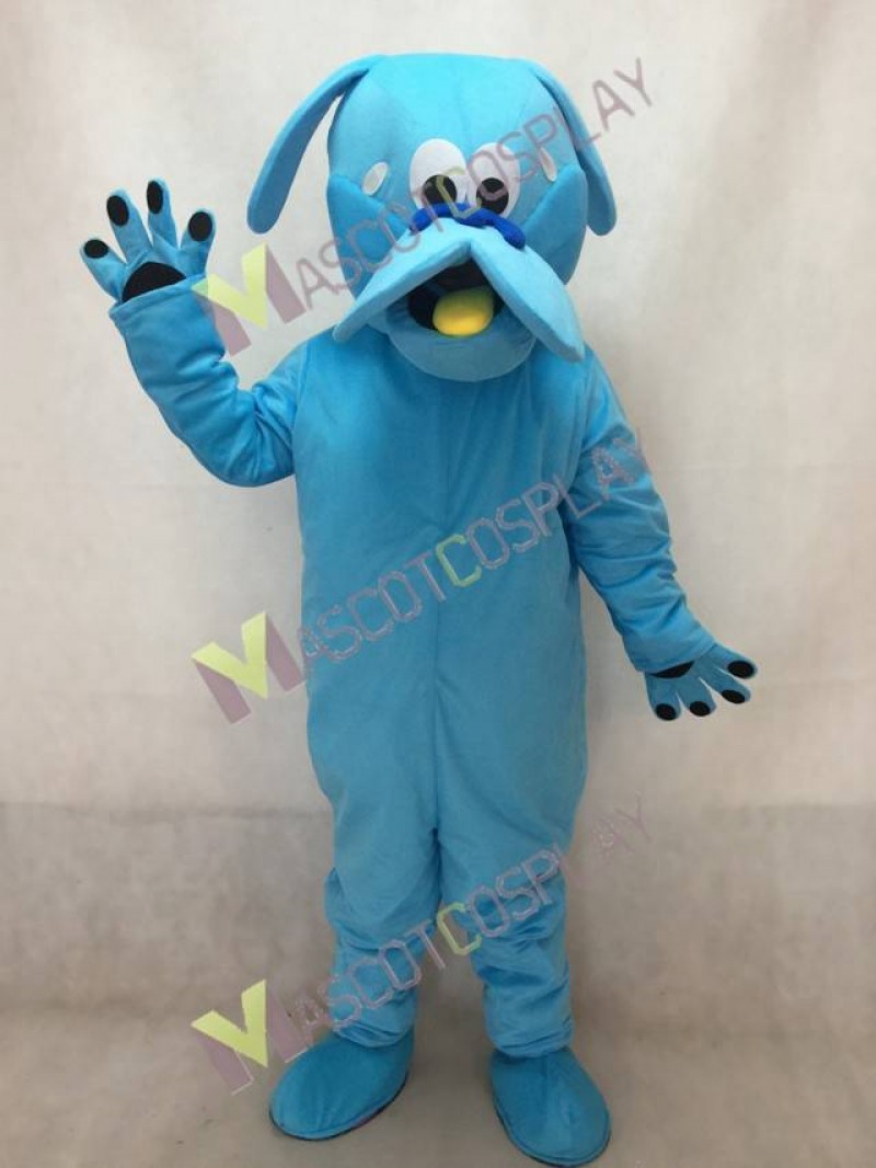 Blue Dog Mascot Costume with Yellow Tongue