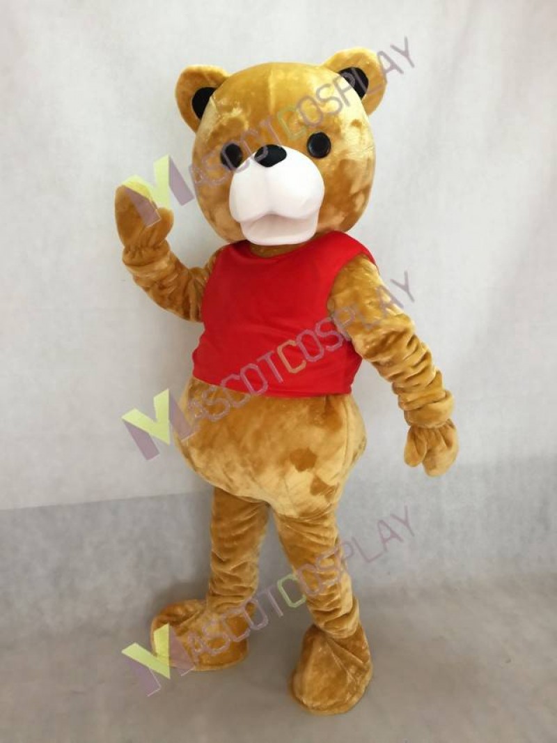 High Quality New Ted Mascot Costume Teddy Bear Mascot Costume in Red Vest