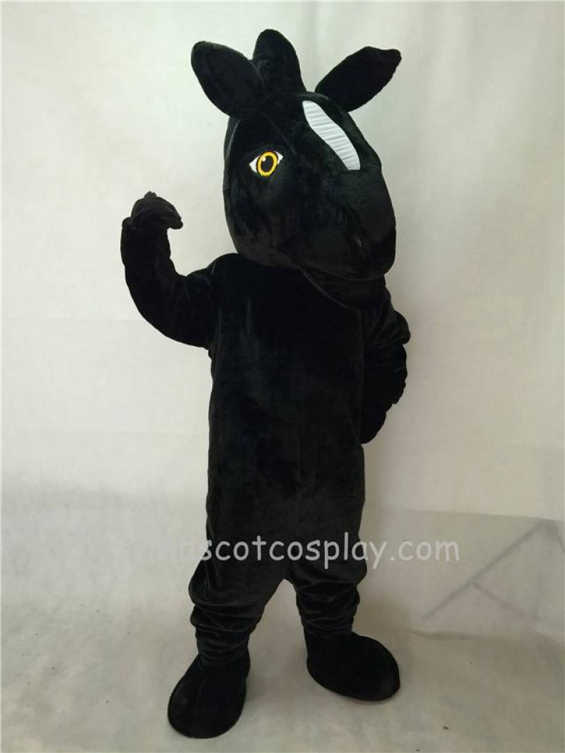 Fierce New Black Mustang Horse Mascot Costume