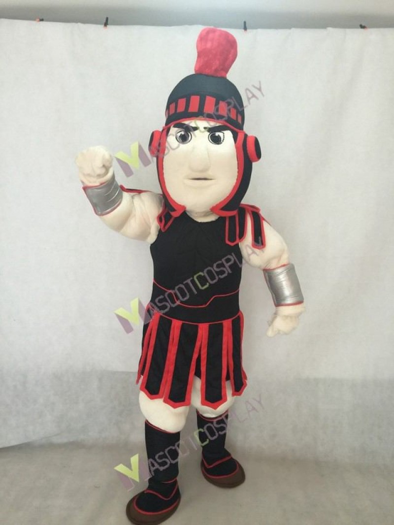 High Quality Adult Spartan Trojan Knight Sparty Mascot Costume with Black Armour