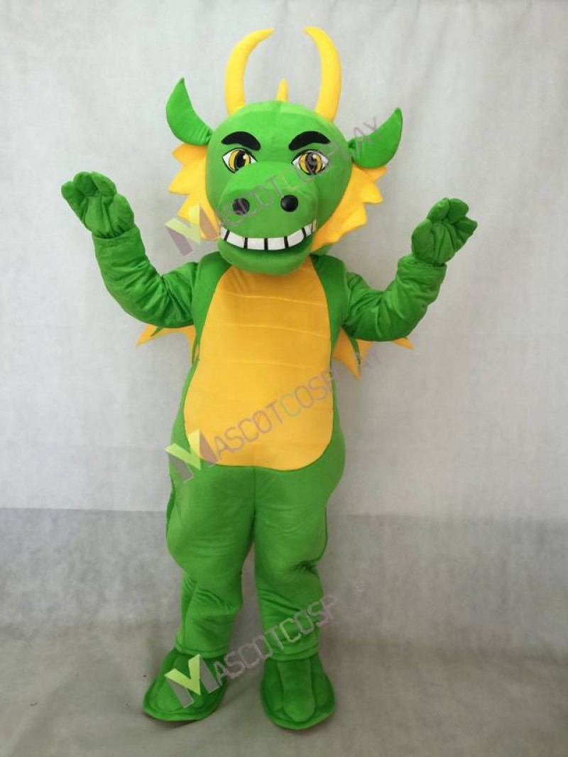 Realistic Adult Light Green Dragon with Wings Mascot Costume