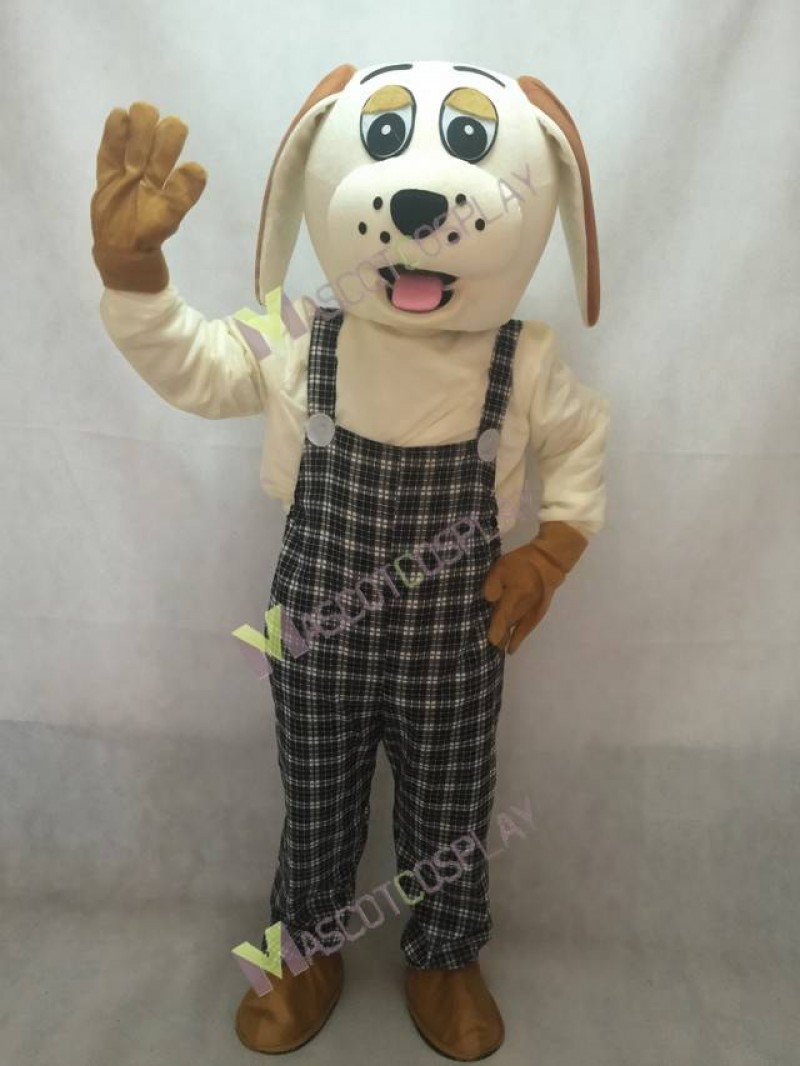 High Quality Adult Lucky Dog with Brown Ears Mascot Adult Costume