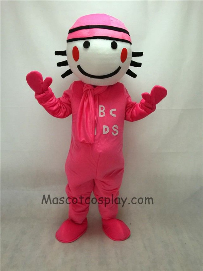 Cute Pink Round Head Doll Mascot Costume