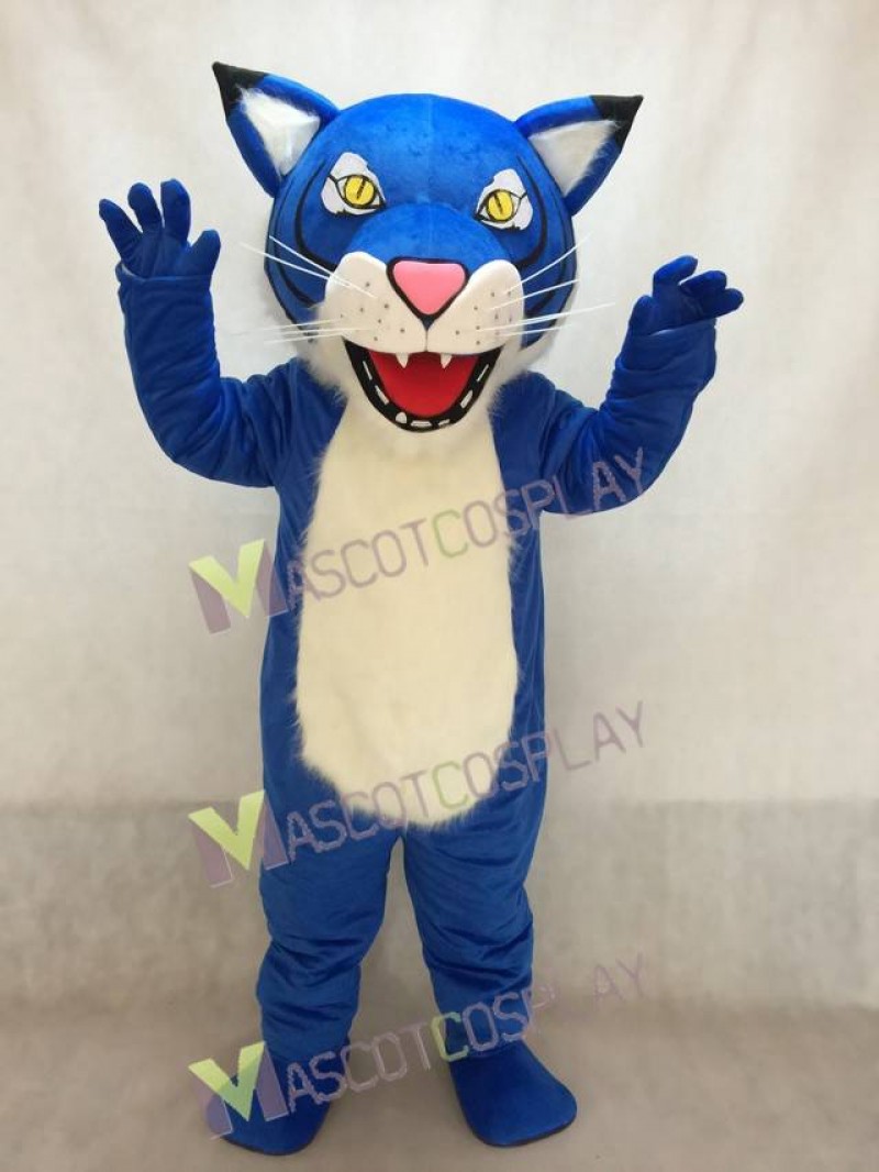 New Fierce Royal Blue Wildcat Mascot Costume
