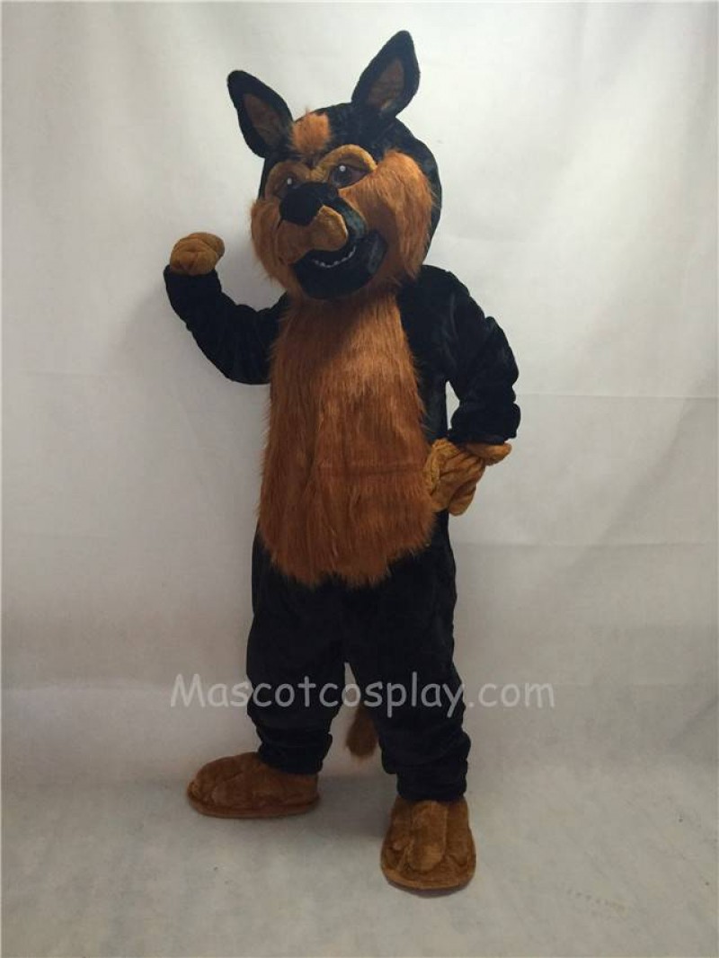 Cute Long Hair Black German Shepard Dog Mascot Costume