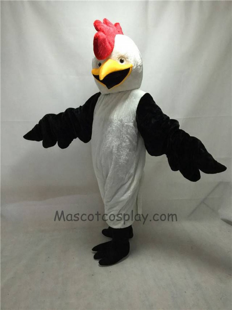 Cute White Bug Eyed Chicken Mascot Costume