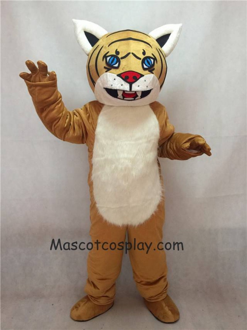 Hot Sale Adorable Realistic Light Yellow Brown Wildcat Cub Mascot Costume