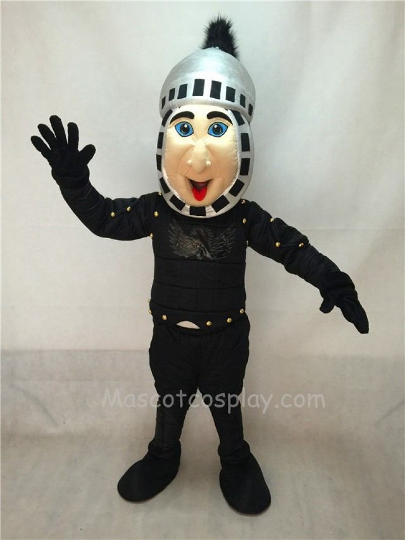 Cute Comic Knight Mascot Costume with Silver Hemlet