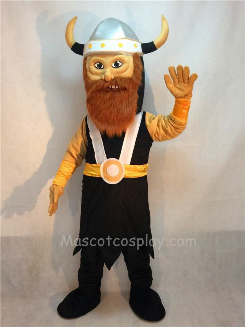 Fierce Victor Viking Mascot Costume with Brown Beard