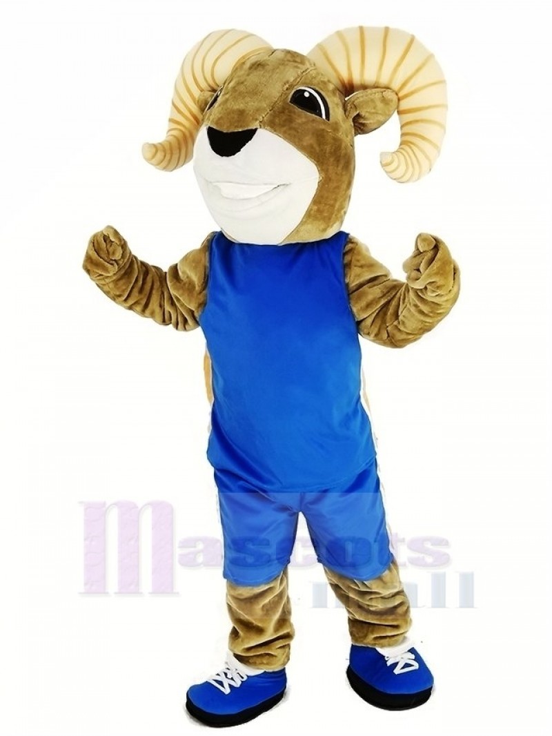 Power Sport Ram with Sportswear Mascot Costume Yellow Stripe