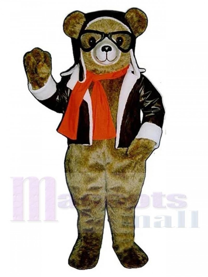 Aviator Bear mascot costume