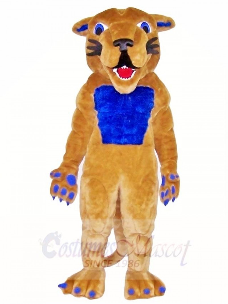 Cougar Mascot Costumes with Blue Muscle Animal 