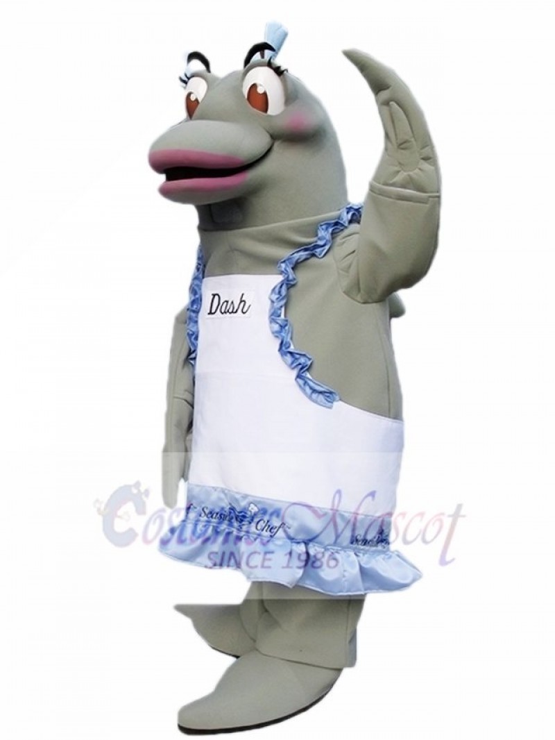 Grey Dolphin Chef on right Mascot Costumes
