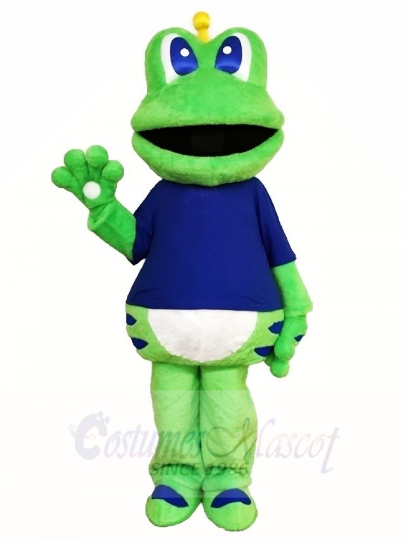 Frog Mascot Costumes in Blue Shirt 