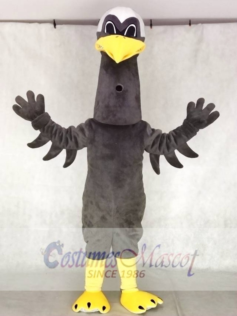 Fierce Dark Grey Crane Mascot Costumes Bird
