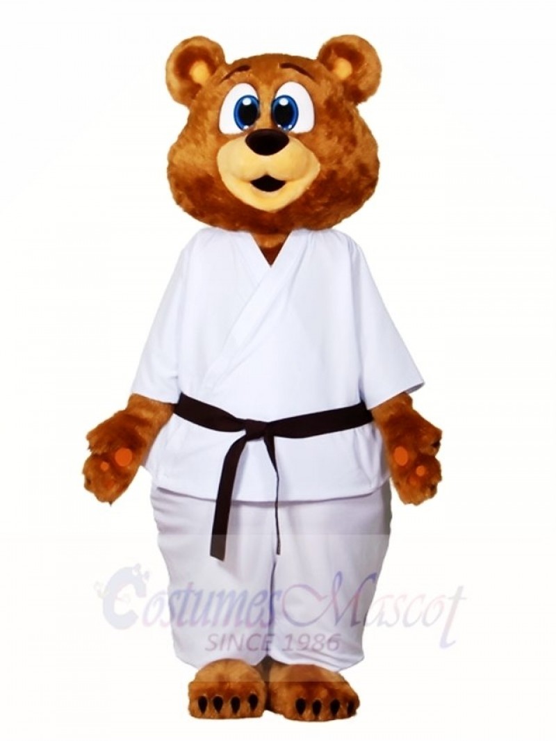 White Karate Suit Bear Mascot Costumes Animal