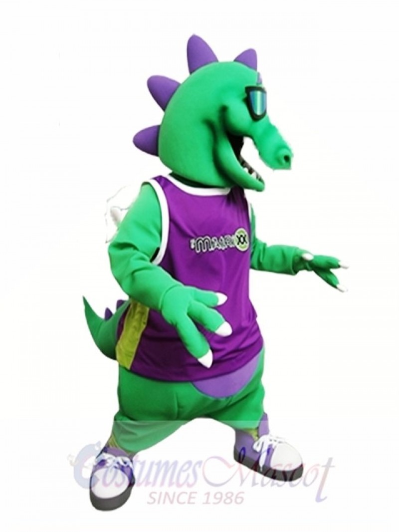 Green Dragon with Sunglasses Mascot Costume Dragon with Vest Mascot Costumes