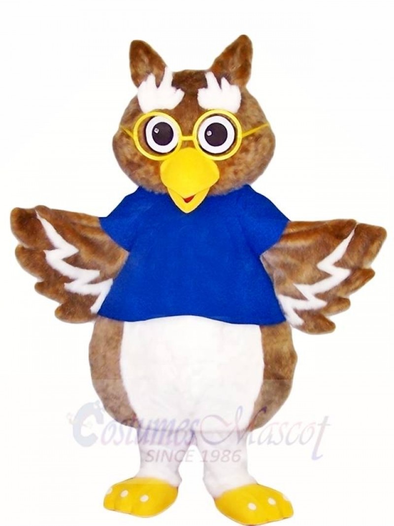 Brown Owl with Glasses Mascot Costumes Bird Animal