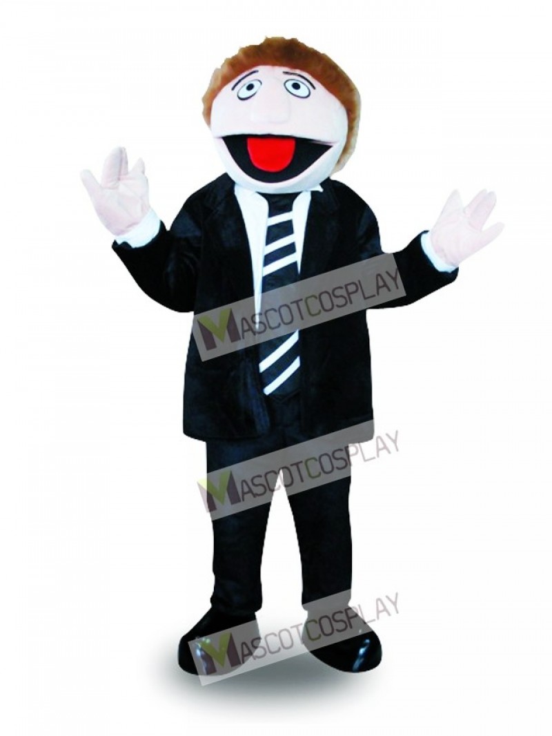 Black Suit Man Mascot Costume Cartoon