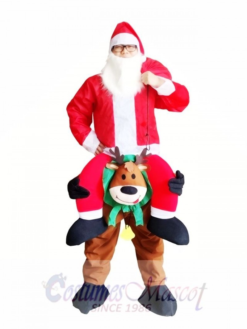 Reindeer Carry Me Mascot Costume Reindeer Carry Santa Claus Father Christmas Fancy Dress