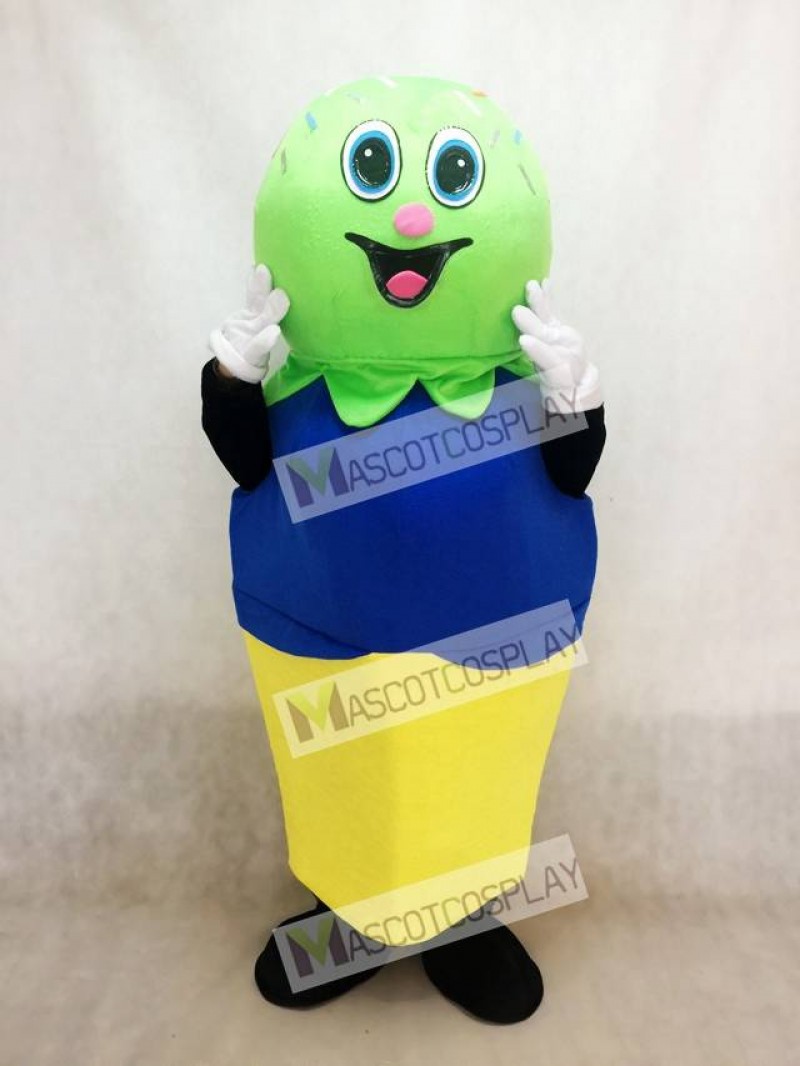 Double Scoop (Green and Blue) on a Cake Cone Mascot Costume Ice Cream