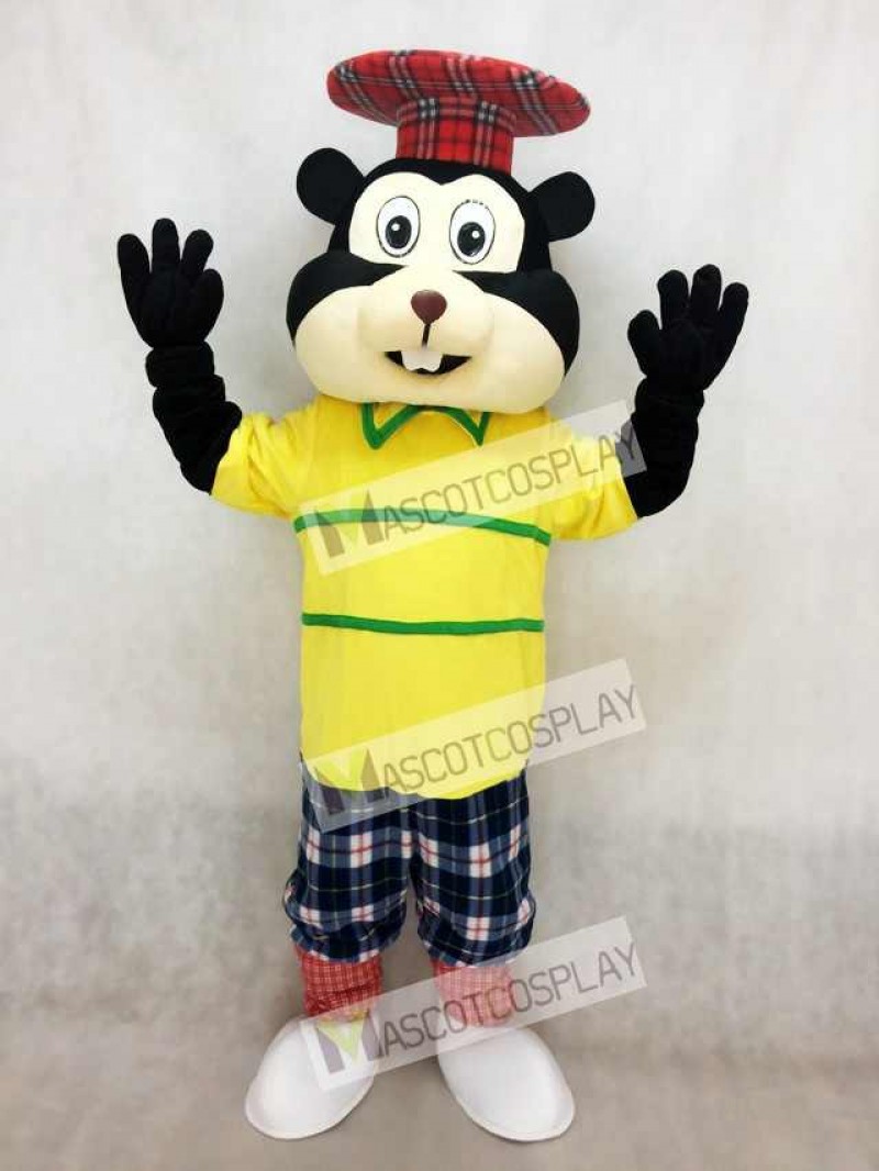 Golfing Gopher in Yellow Shirt Mascot Costume