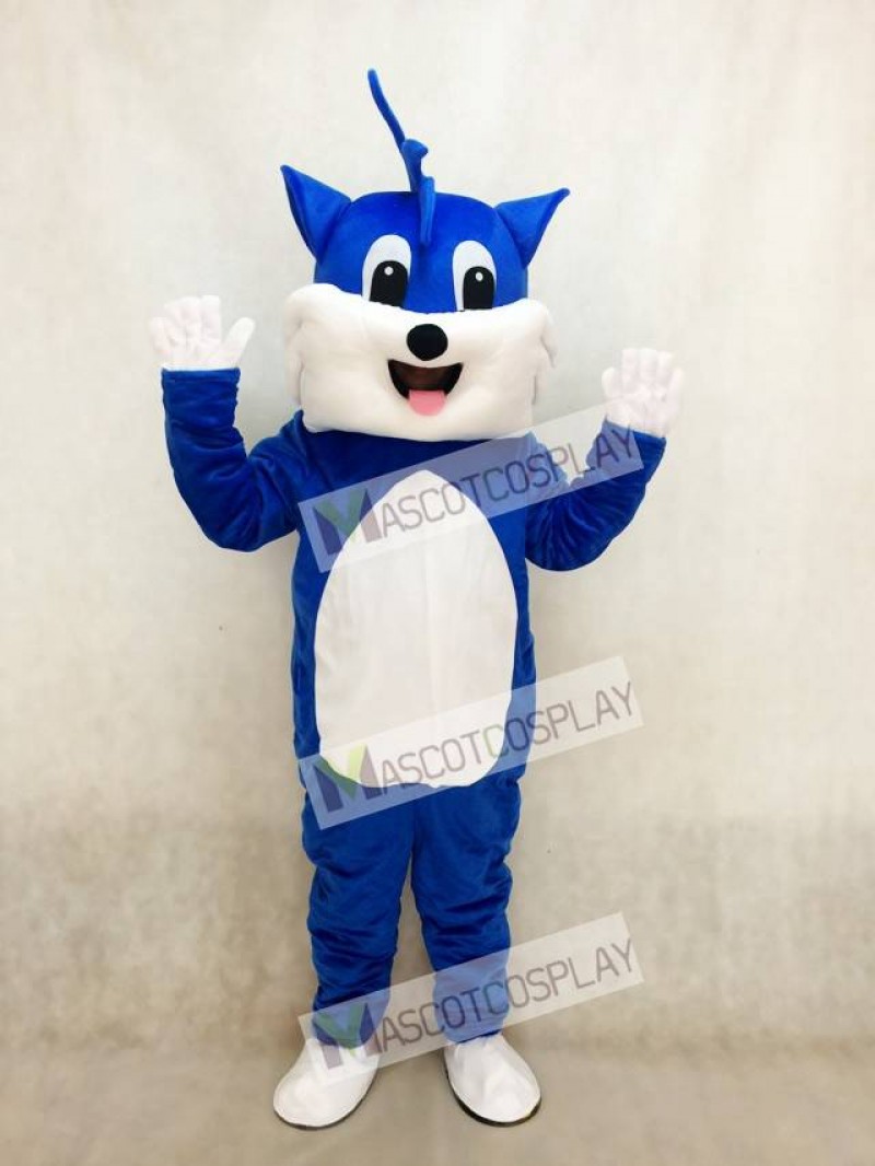 Blue Cat Adult Mascot Costume with White Belly Animal
