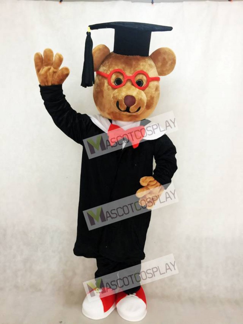 Bernard Bear Mascot Costume with Red Frame Glasses Animal