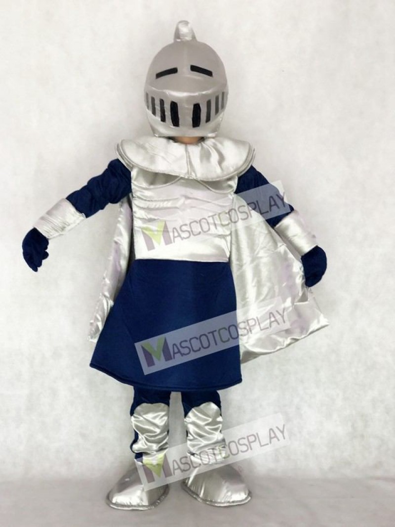 Silver Knight with Helmet Mascot Costume