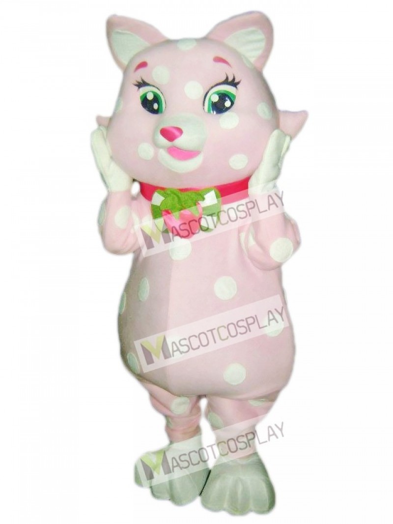 Pink Kitty Cat with White Spots Mascot Costume
