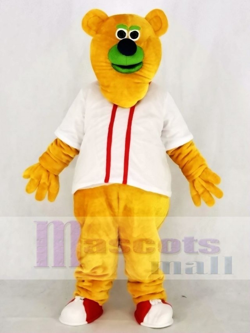 Fresno Grizzlies Parker T. Orange Bear with White T-shirt Mascot Costume