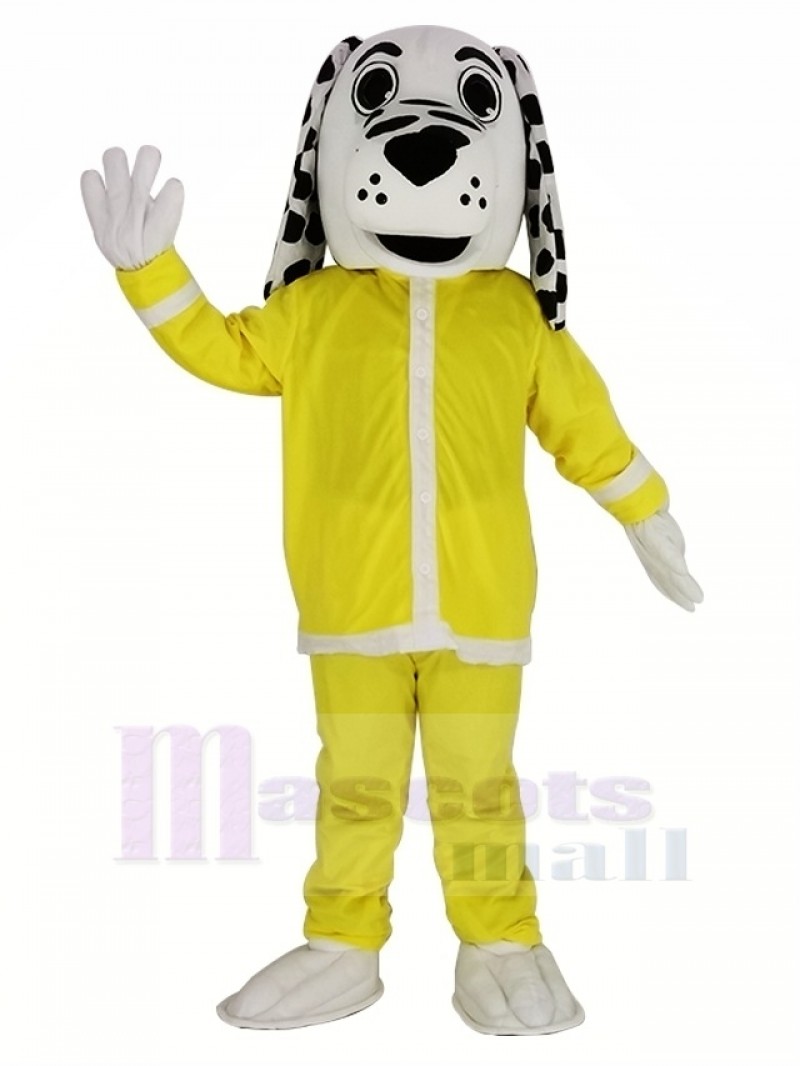 Dalmatian Fire Dog in Yellow Mascot Costume Animal