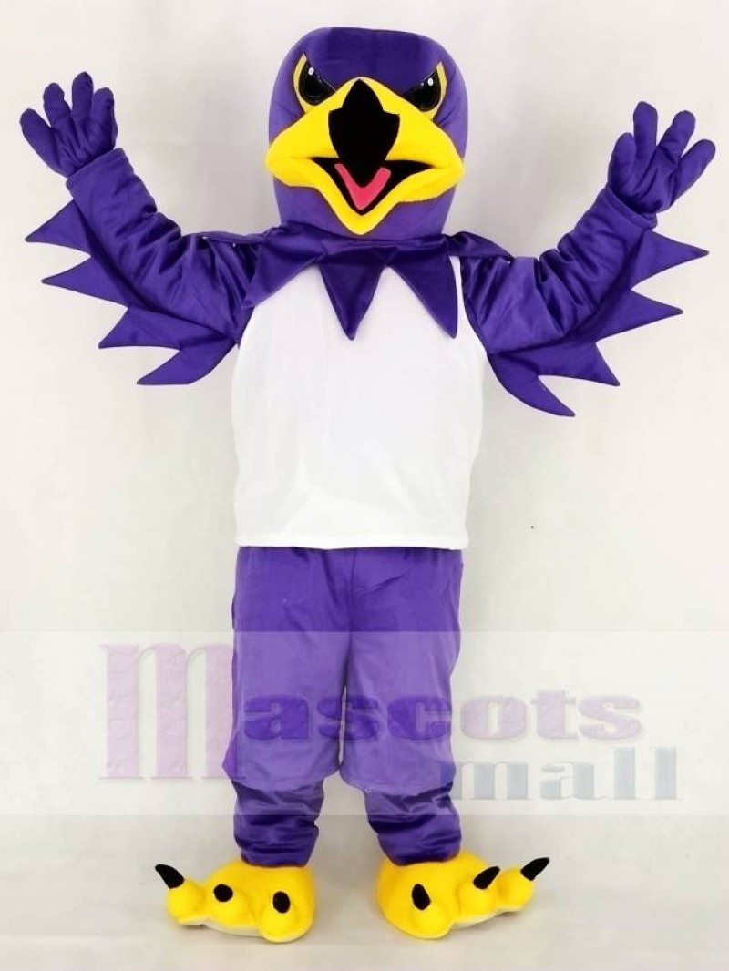 Purple Night Hawk with White Vest Mascot Costume