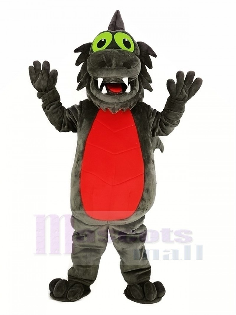 Gray Dragon with Red Belly Mascot Costume Animal