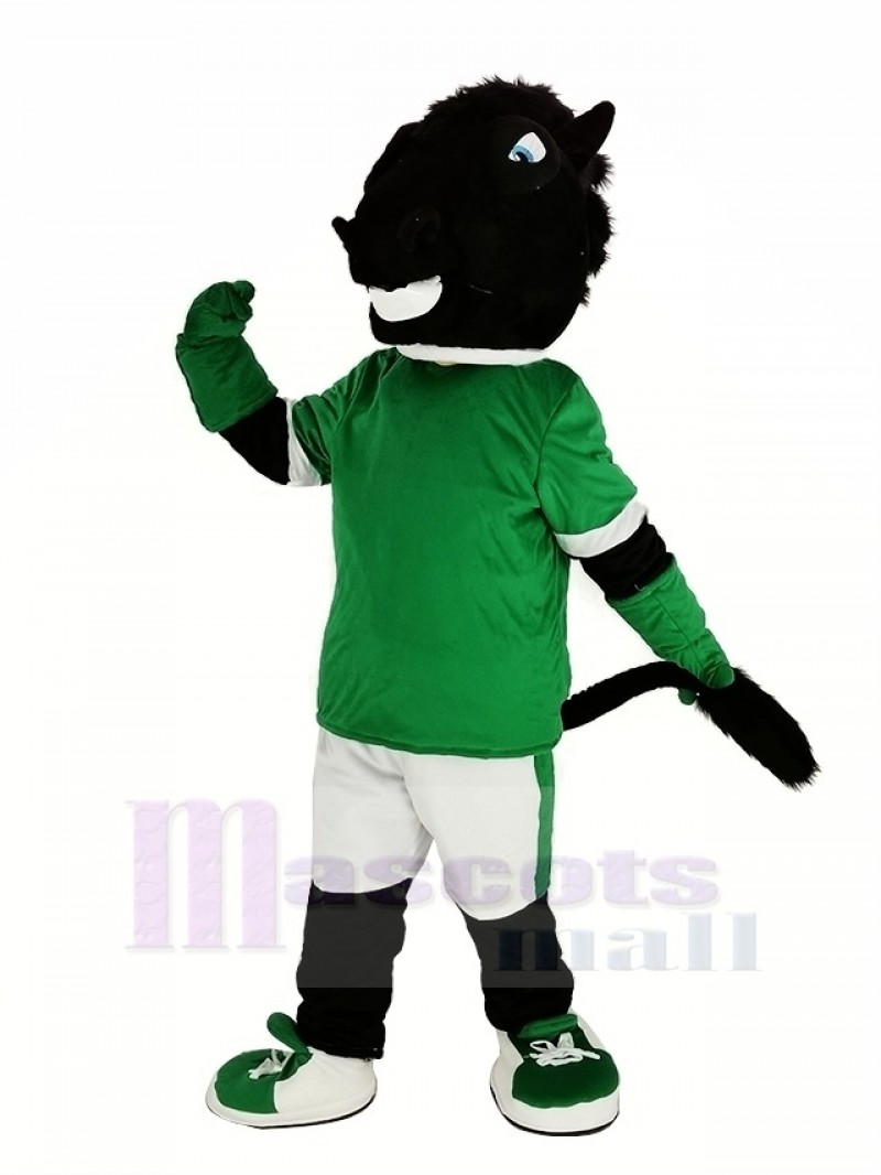 Black Horse in Green Jersey Mascot Costume Animal