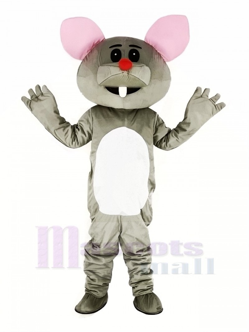 Gray Mouse with Red Nose Mascot Costume Animal