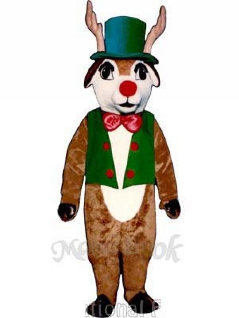 Yuletide Deer w/Vest, Hat & Bowtie Mascot Costume